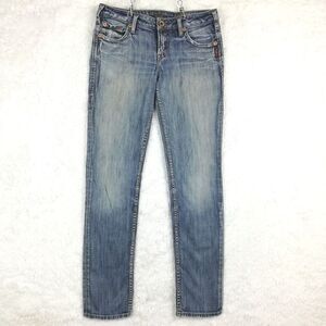 Vintage Silver Womens Jeans Monica Skinny Blue Denim Vintage Wash Low Rise 29